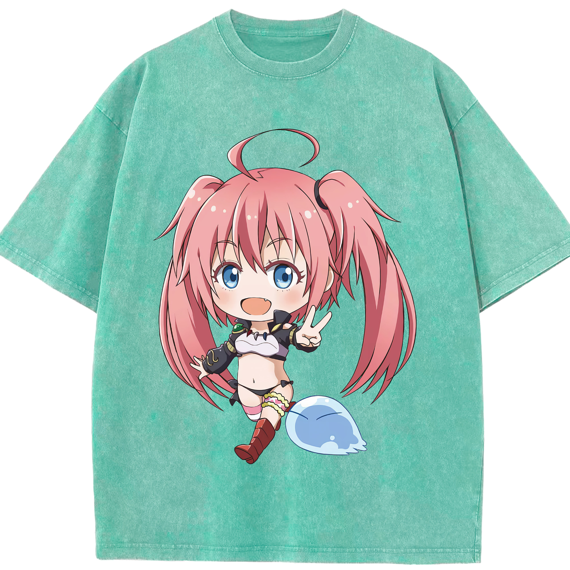 （画像用） 転スラ Regarding Reincarnated to Slime 綿100% ヴィンテージ風 半袖Tシャツ（フロントプリント）